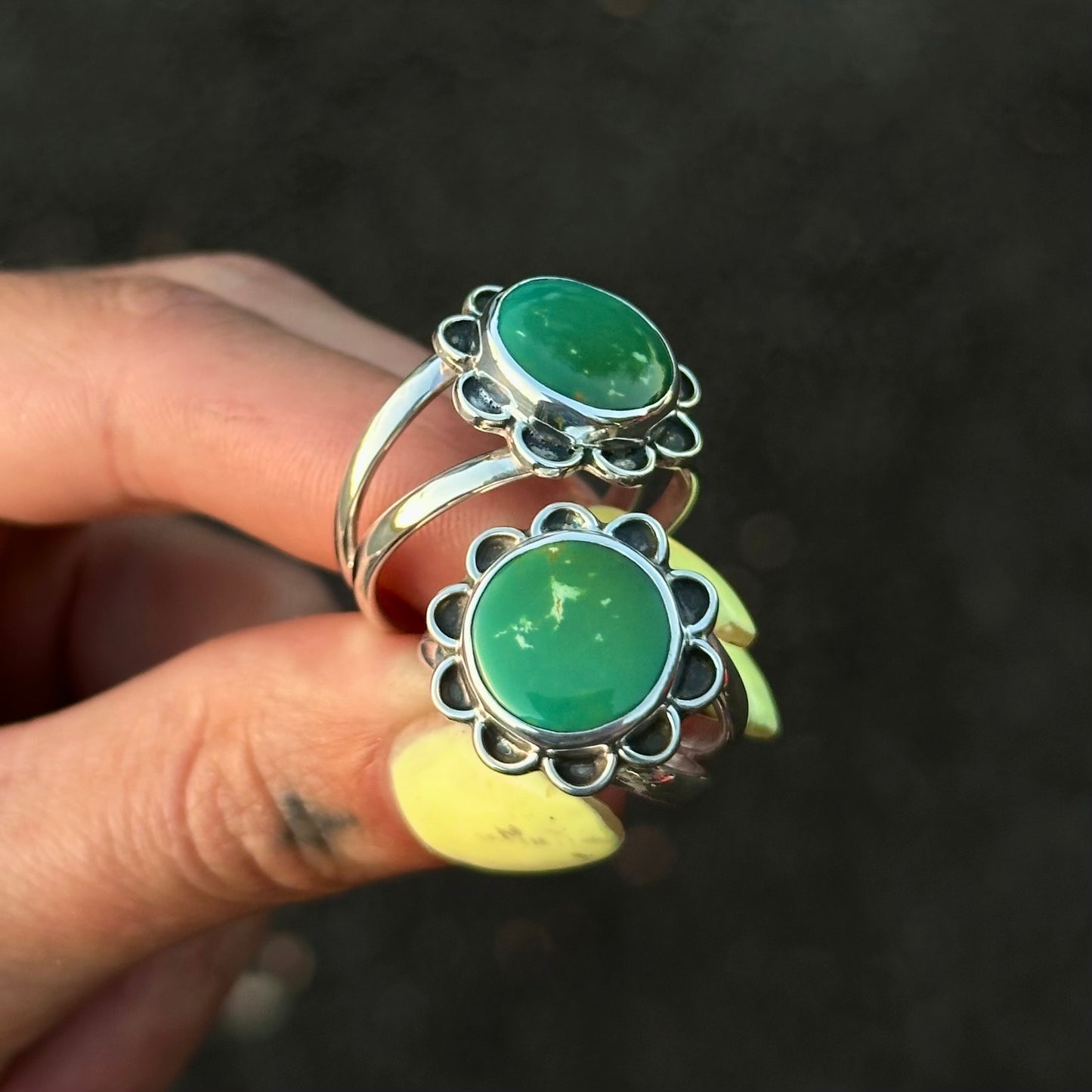 Turquoise Mtn Floral Ring- size 6.5