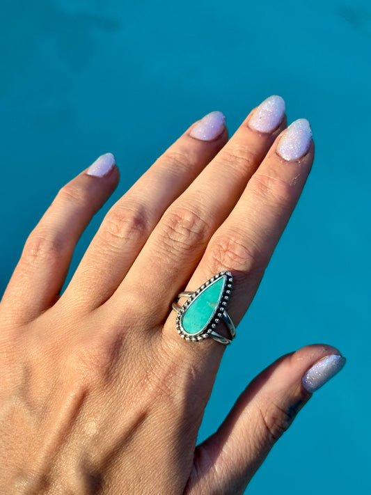 Baja Turquoise Water Droplet Ring- size 9.25