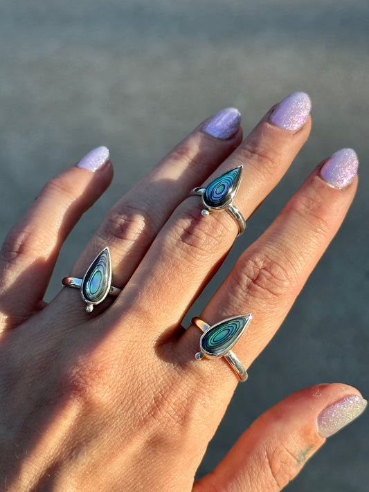 Abalone Shell Raindrop ring- size 5