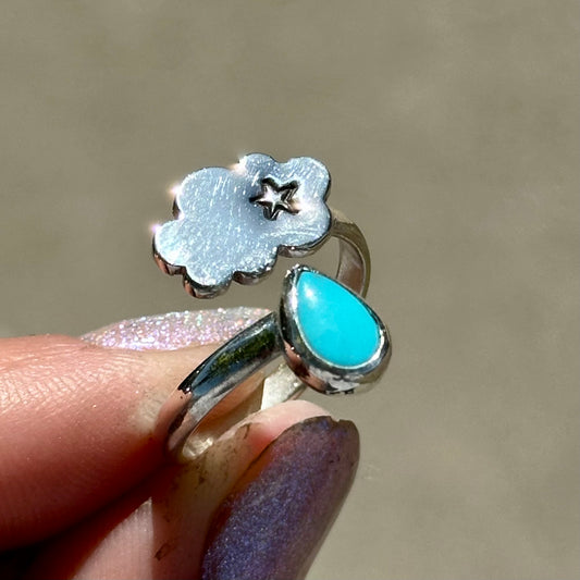 Turquoise cloud drop ring #1 size 5.5