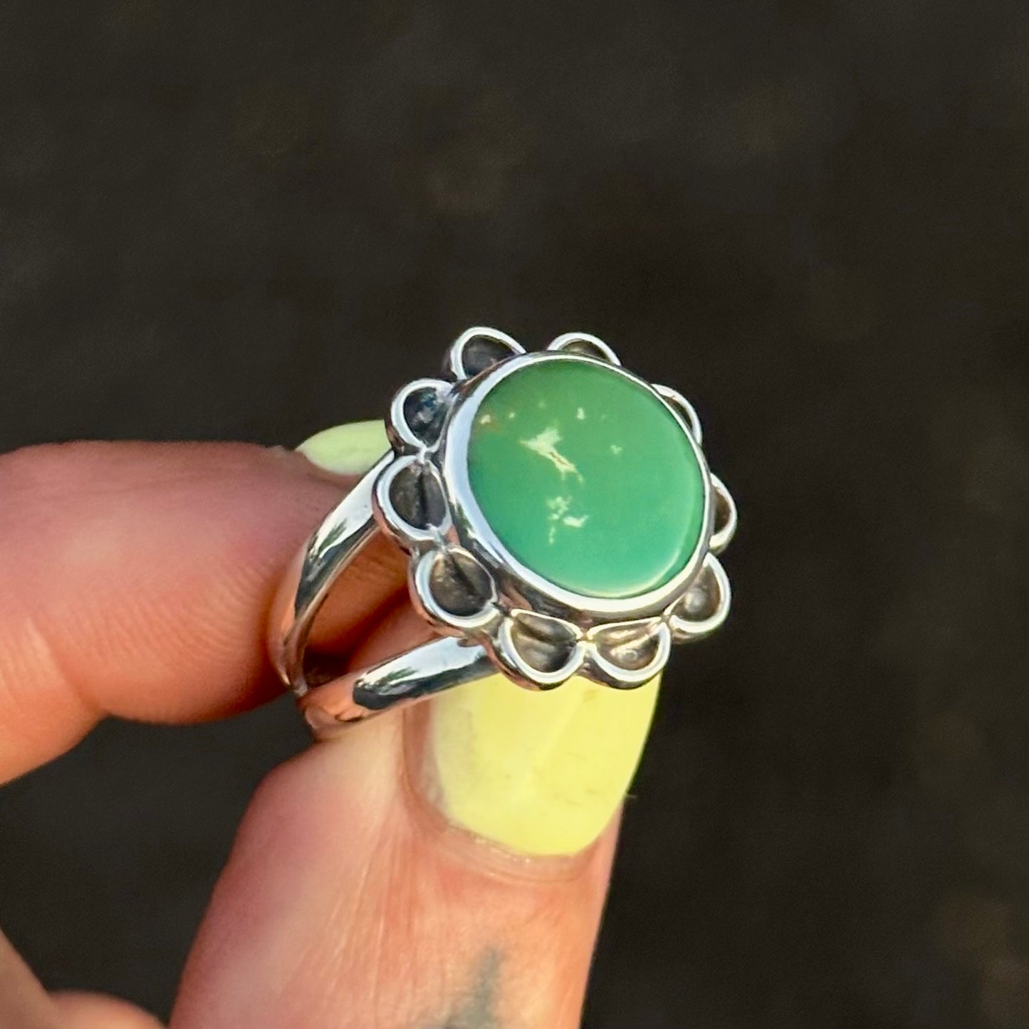 Turquoise Mtn Floral Ring- size 6.5