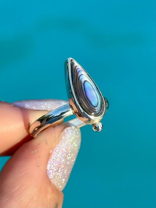 Abalone Shell Raindrop ring- size 6
