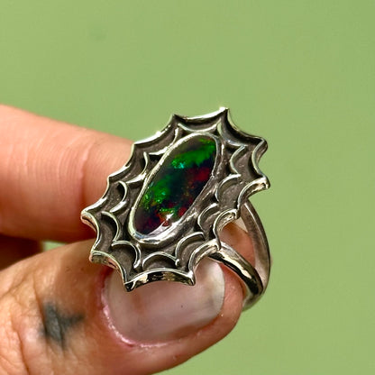 Black Opal web ring- size 7.25