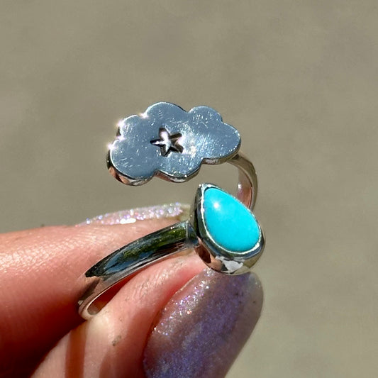 Turquoise cloud drop ring #2- size 9
