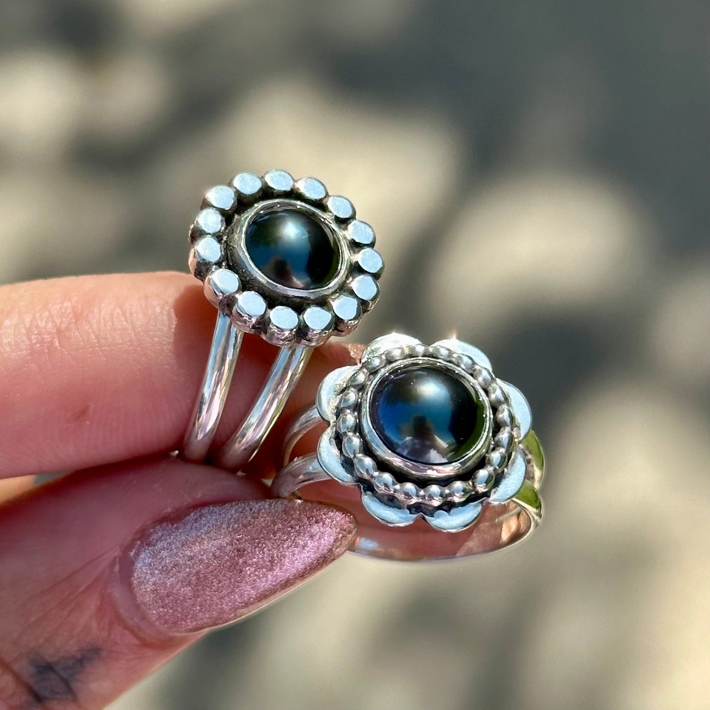 Tahitian black pearl ring- size 7.5