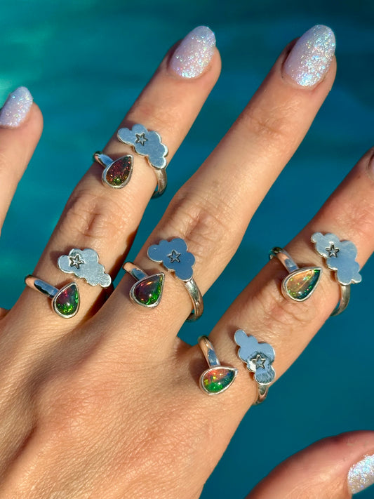 Opal cloud drop ring #2-  size 5.5