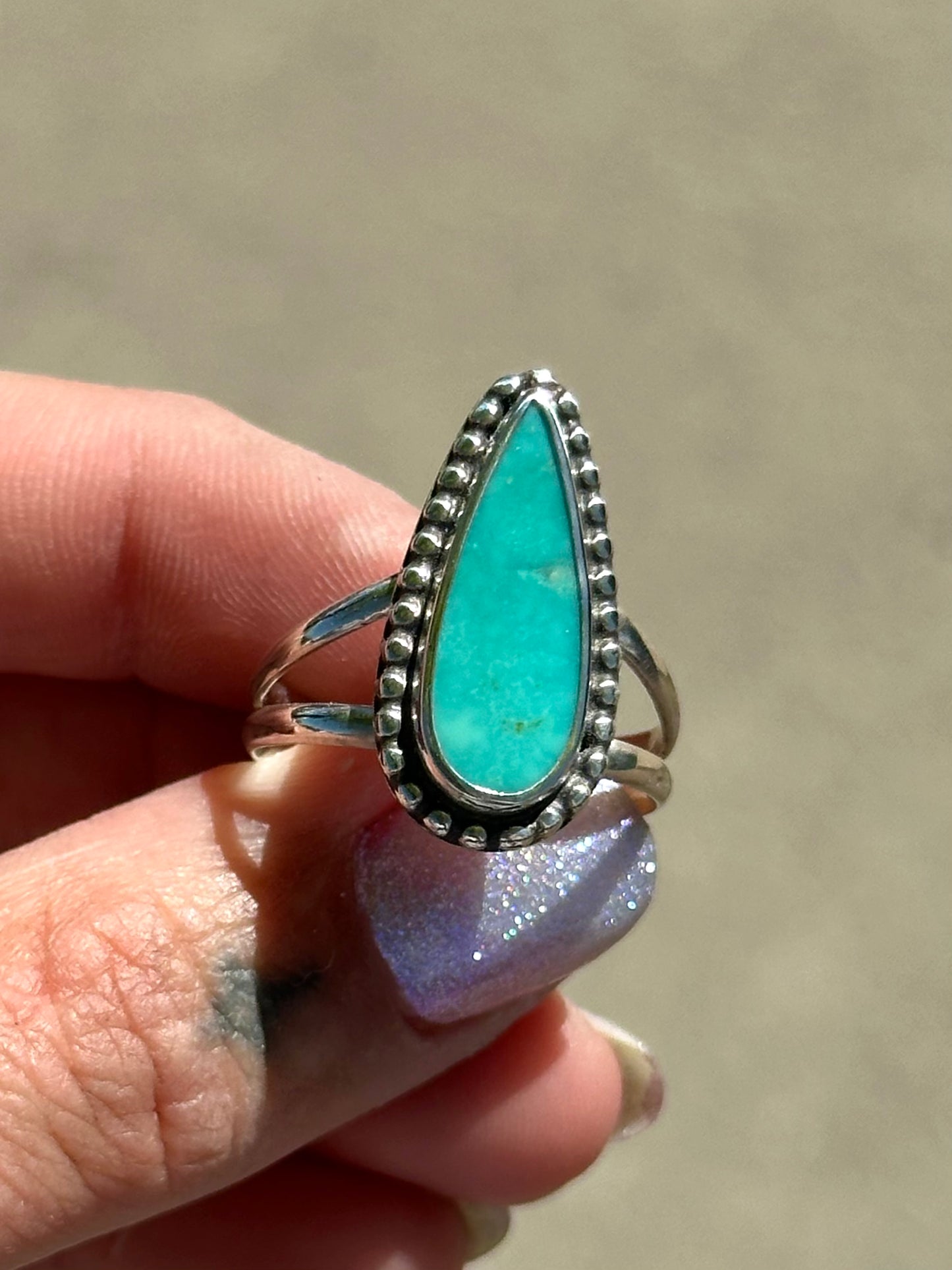 Baja Turquoise Water Droplet Ring- size 9.25