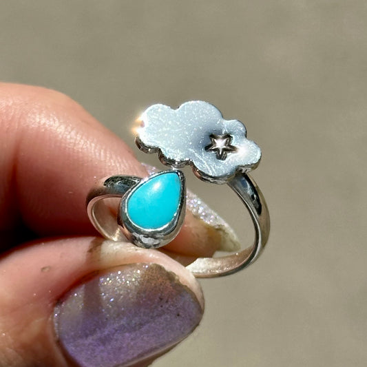 Turquoise cloud drop ring #1 size 5.5