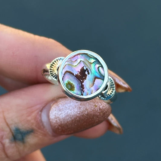 Abalone round ring- size 8.25