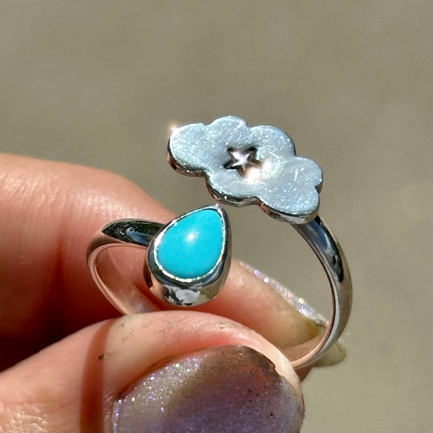 Turquoise cloud drop ring #2- size 9