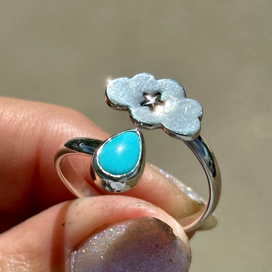 Turquoise cloud drop ring #2- size 9