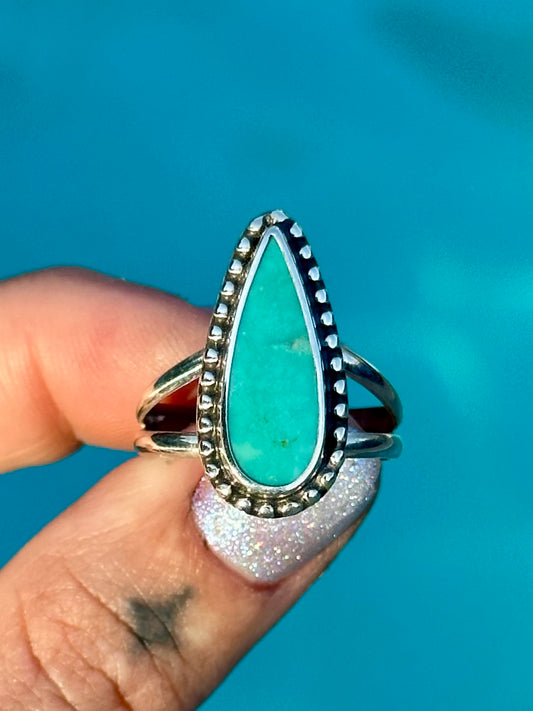Baja Turquoise Water Droplet Ring- size 9.25