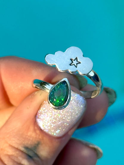 Opal cloud drop ring #4- size 7