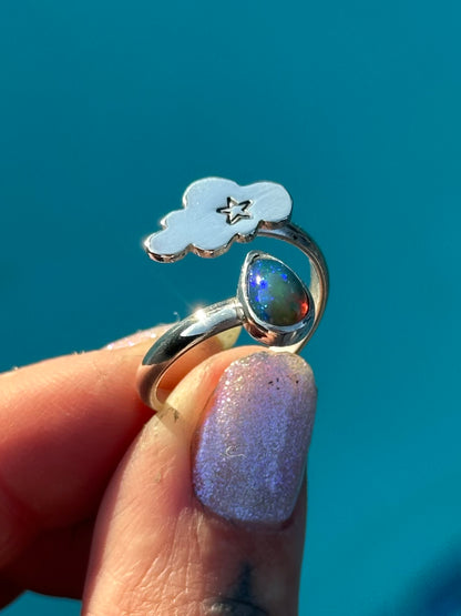 Opal cloud drop ring #4- size 7