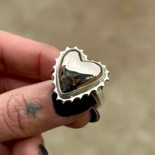 Rare Mohawkite heart ring- size 9