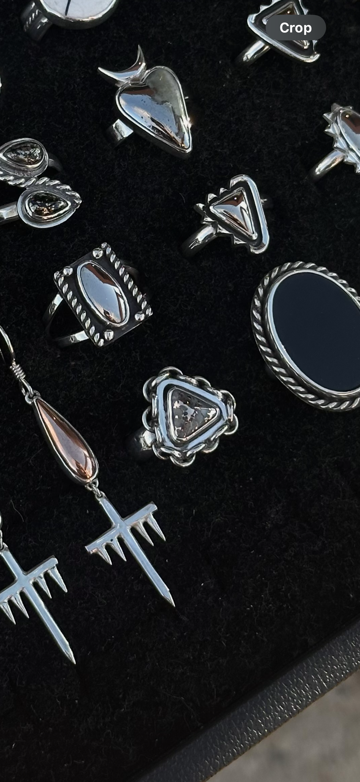 Chained Snowflake Mohawkite ring- size 7