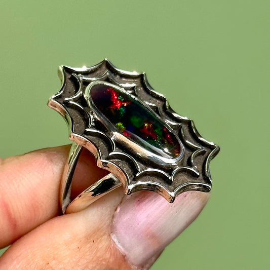 Black Opal web ring- size 7.25