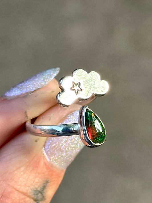 Opal cloud drop ring #2-  size 5.5