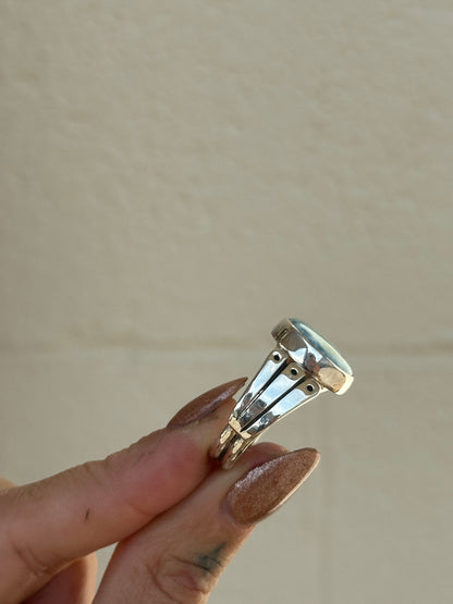 Abalone round ring- size 7.25