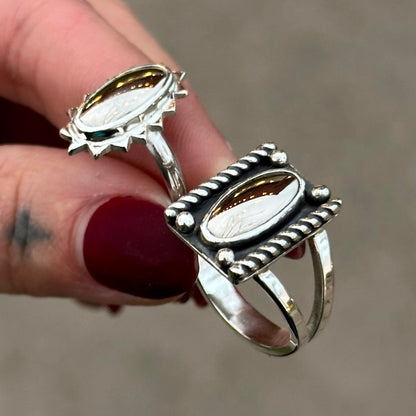 Mohawkite Oval spiked ring- size 6.25