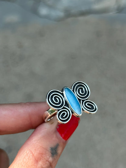 Japanese Imori Spiral Butterfly Ring- size 8