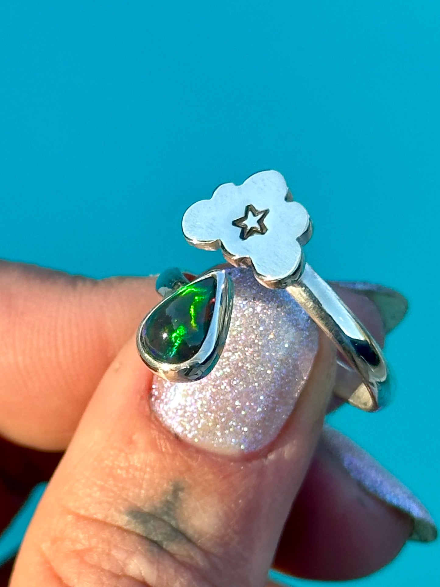 Opal cloud drop ring #5-  size 7