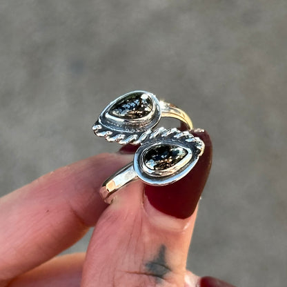 Apache Gold Twist Drop ring- size 7.5