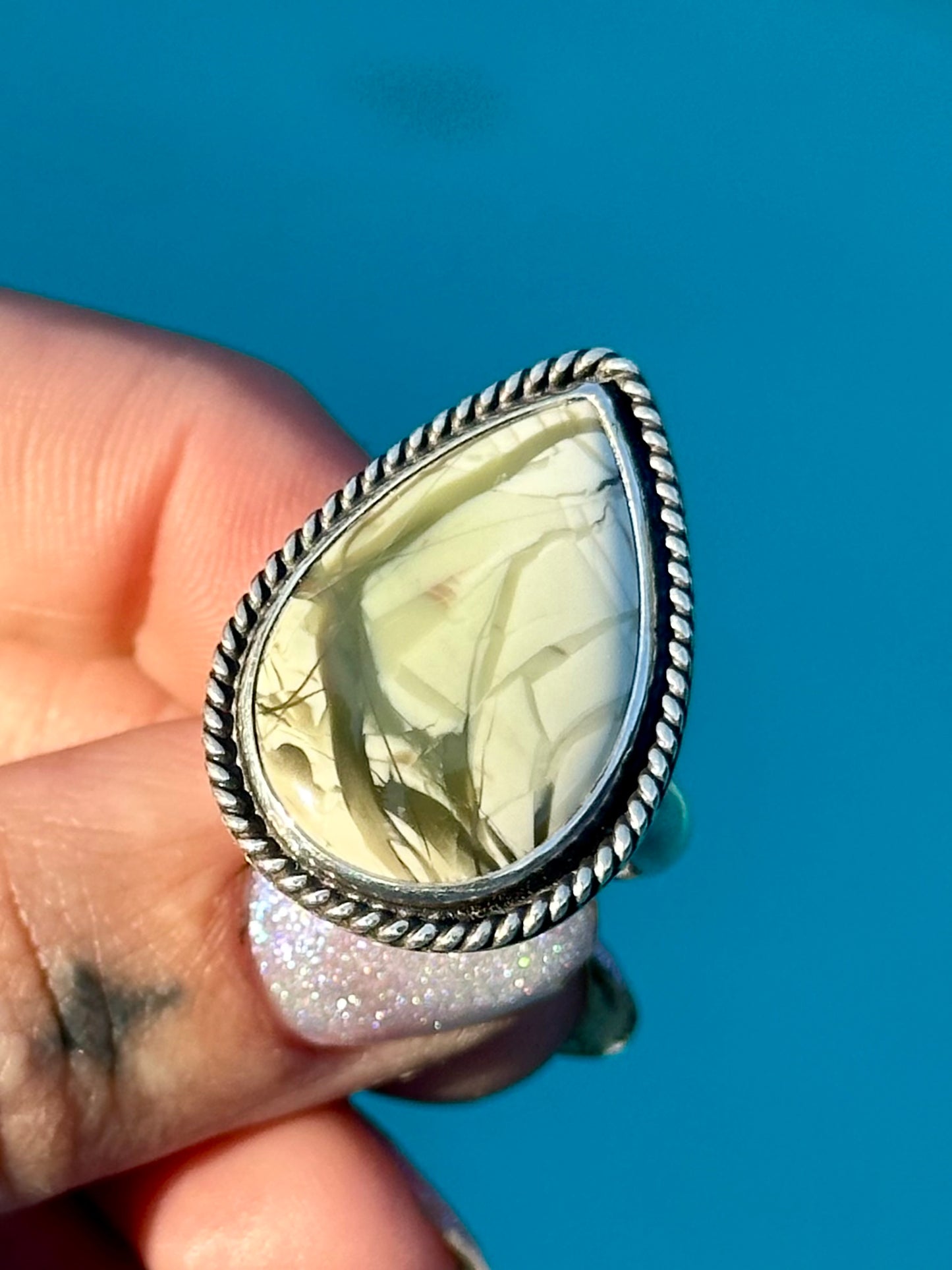 Bamboo Imperial Jasper Drop ring #2 - size 6.5
