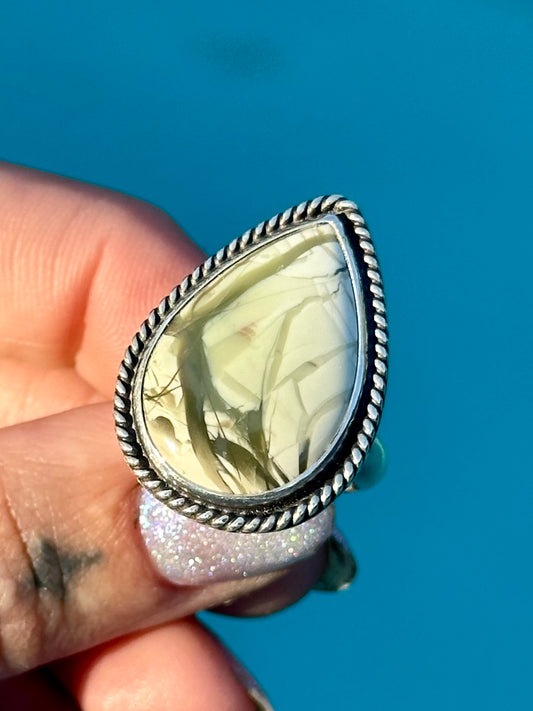 Bamboo Imperial Jasper Drop ring #2 - size 6.5