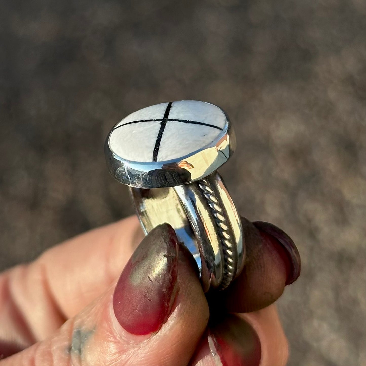 White Buffalo X ring- size 8