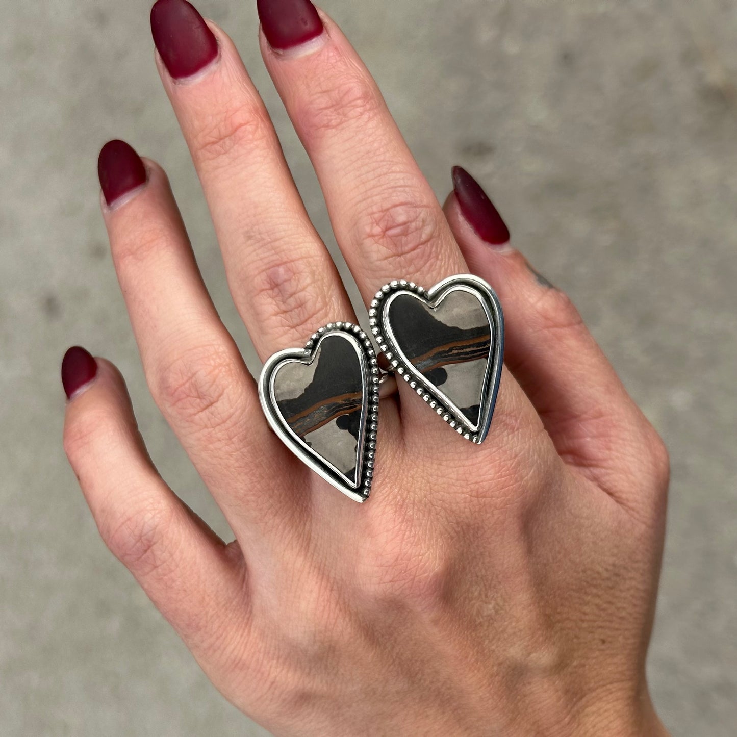 Indian Paint Stone Heart ring- size 7.25