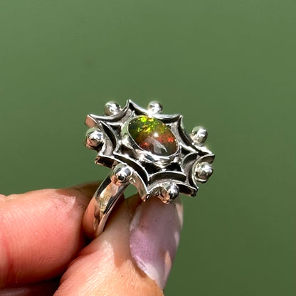 Black Opal web ring- size 5.5