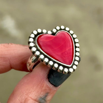 Rosarita Heart Beaded Ring- size 7