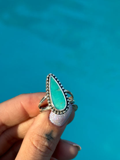 Baja Turquoise Water Droplet Ring- size 9.25