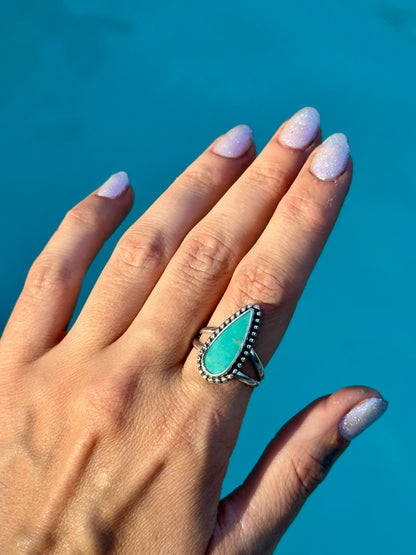 Baja Turquoise Water Droplet Ring- size 9.25