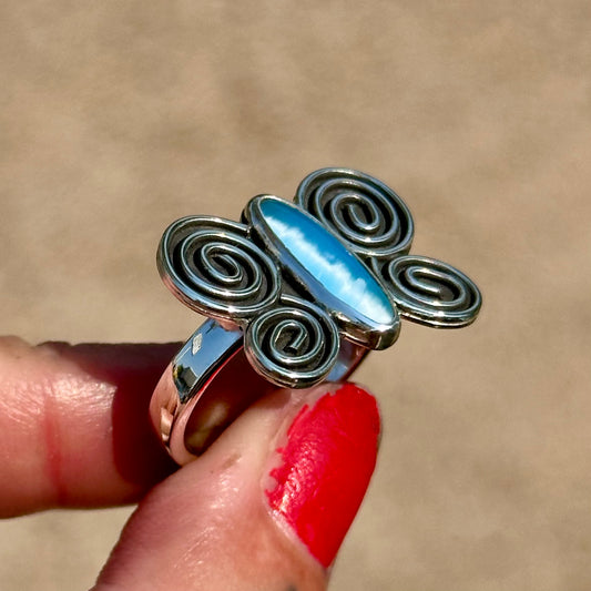 Japanese Imori Spiral Butterfly Ring- size 8