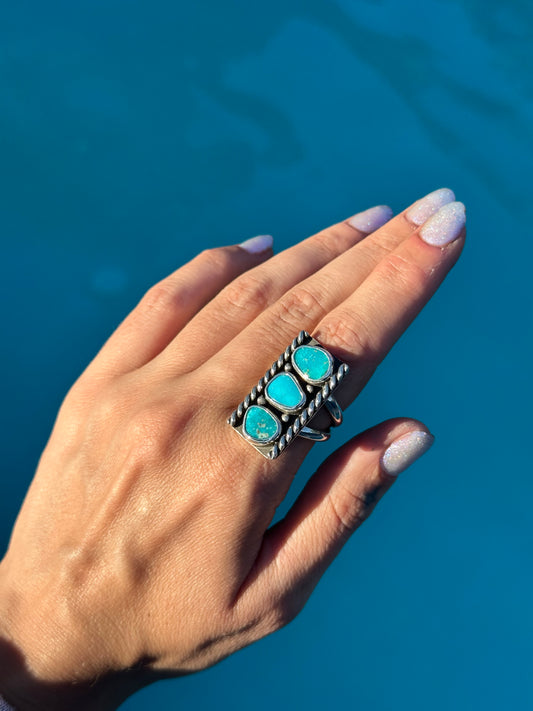 Kingman turquoise triple ring- size 7.5