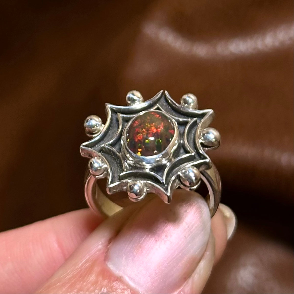 Black Opal web ring- size 5.5