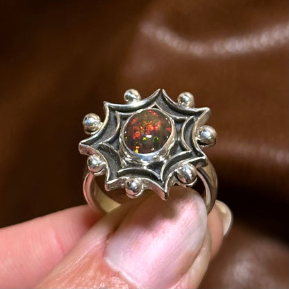 Black Opal web ring- size 5.5