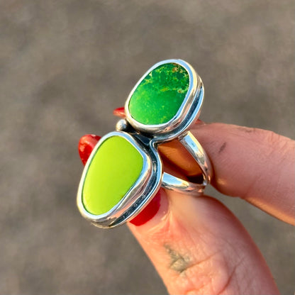 Double-stone Mexican turquoise ring- size 6