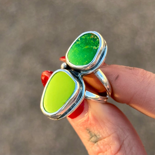 Double-stone Mexican turquoise ring- size 6