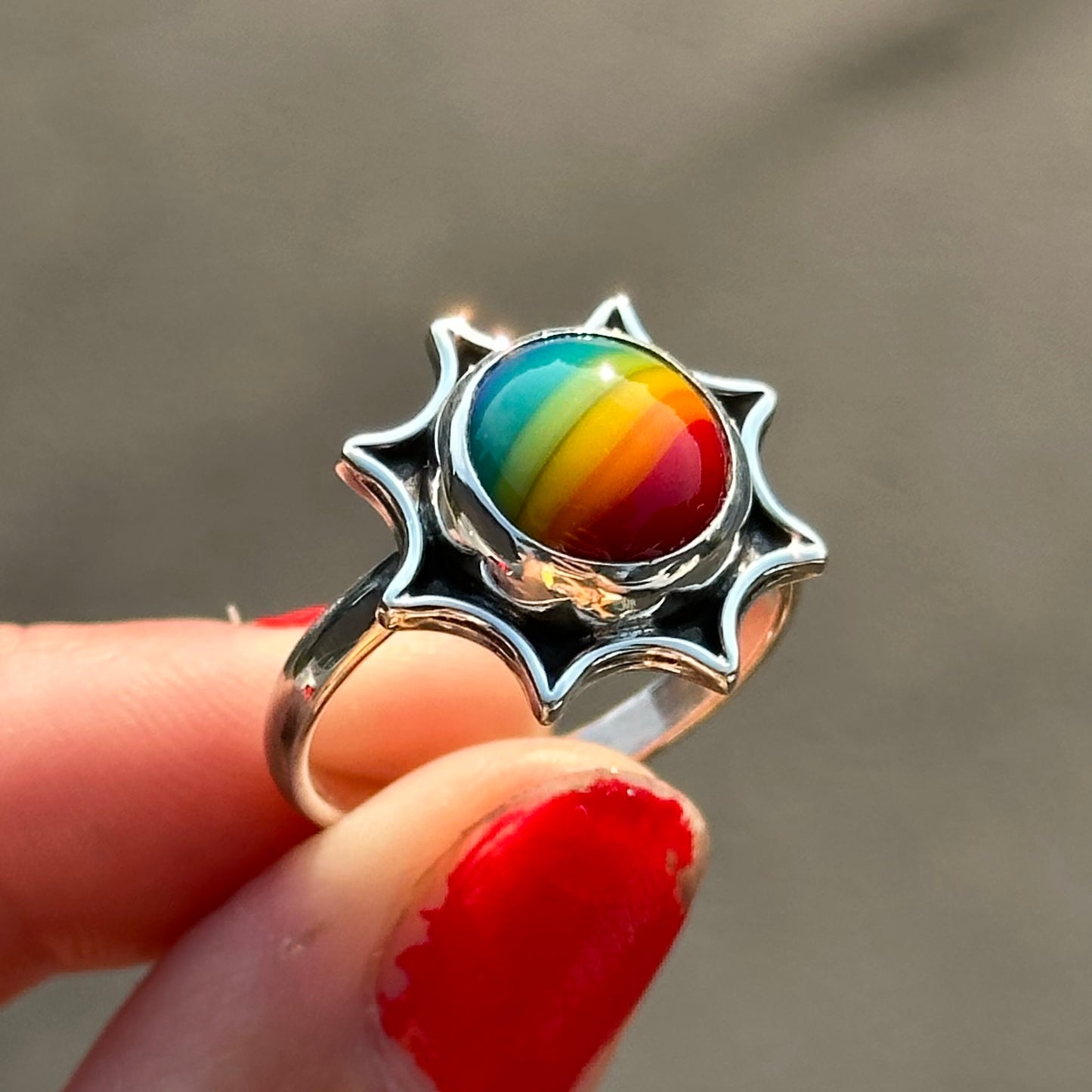 Rainbow sun Ring- size 9