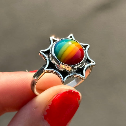 Rainbow sun Ring- size 9