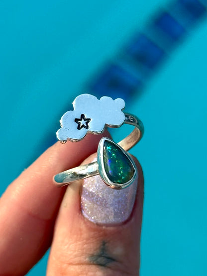 Opal cloud drop ring #1-  size 9