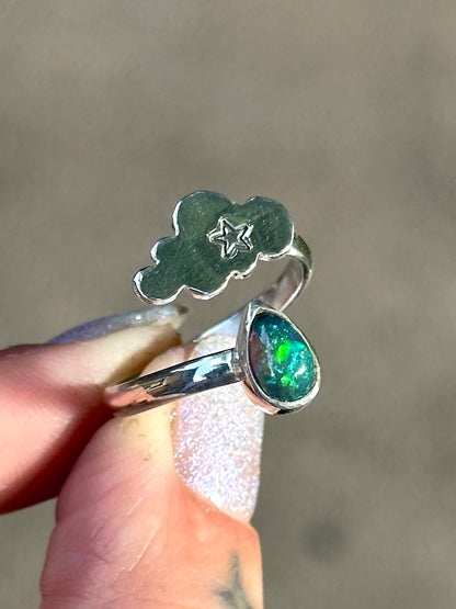 Opal cloud drop ring #4- size 7