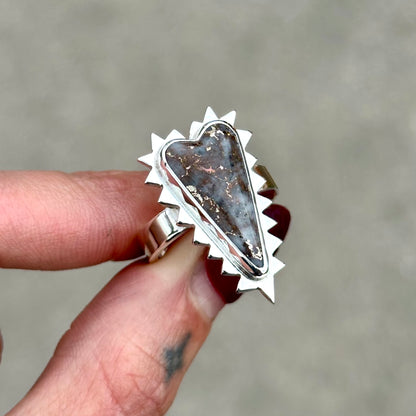 Spiked Mohawkite Heart ring