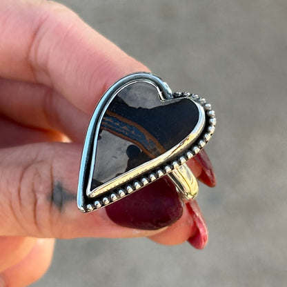 Indian Paint Stone Heart ring- size 7.25