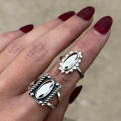 Mohawkite Oval spiked ring- size 6.25