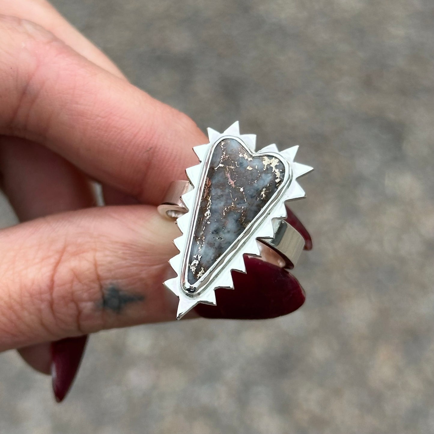 Spiked Mohawkite Heart ring