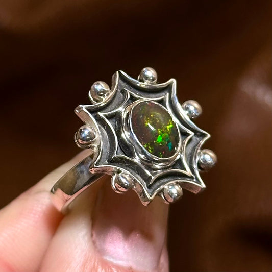 Black Opal web ring- size 5.5